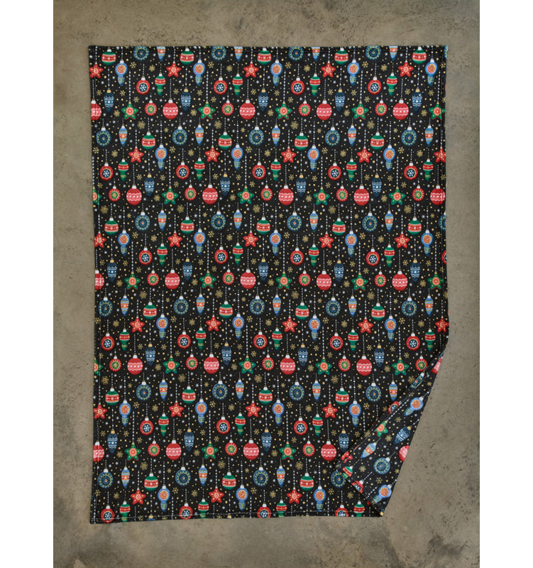 Christmas Baubles Fleece Throw 140 x 180cm Soft Fe Geometric Shapes Blanket