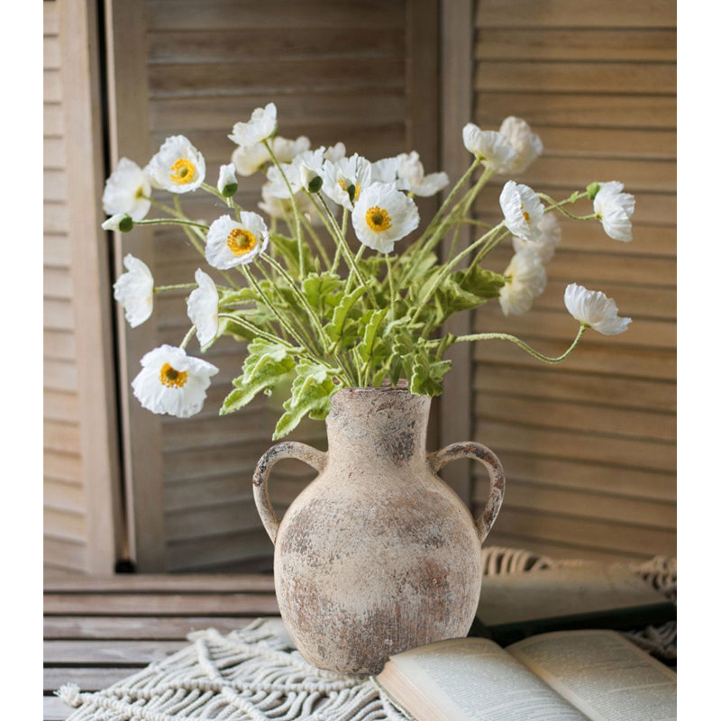 Vase rustique en céramique rustique avec 2 poignées, vase pour décoration intérieure, Terracotta