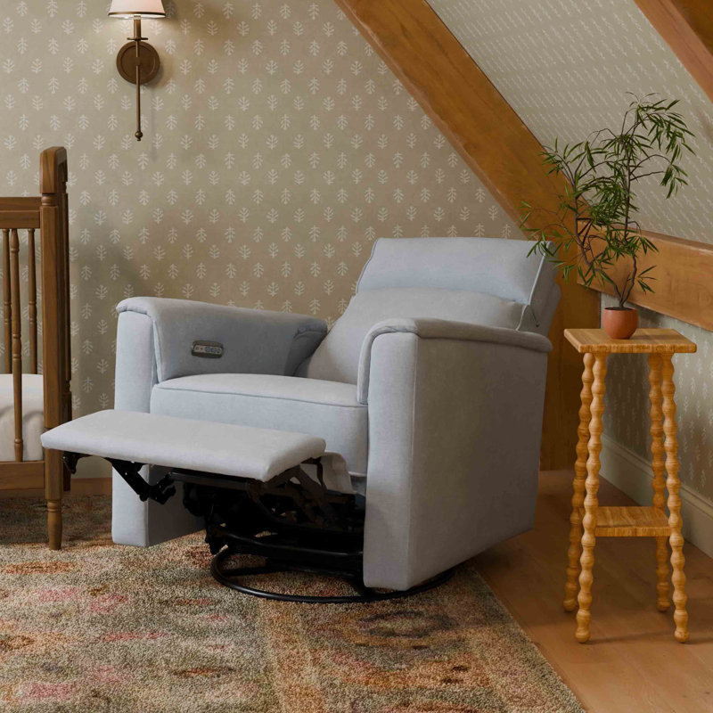 Chambray Eco-Twill Power Recliner with Swivel and Glider
