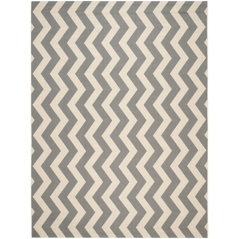 Tapis intérieur / extérieur gris clair / anthracite Arneshia, Rectangle 11 pi 2 po x 8 pi