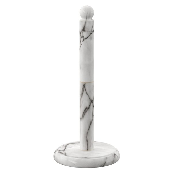 Marble Paper Towel Holder w/ Brass Top, White 12H - Phina Shop