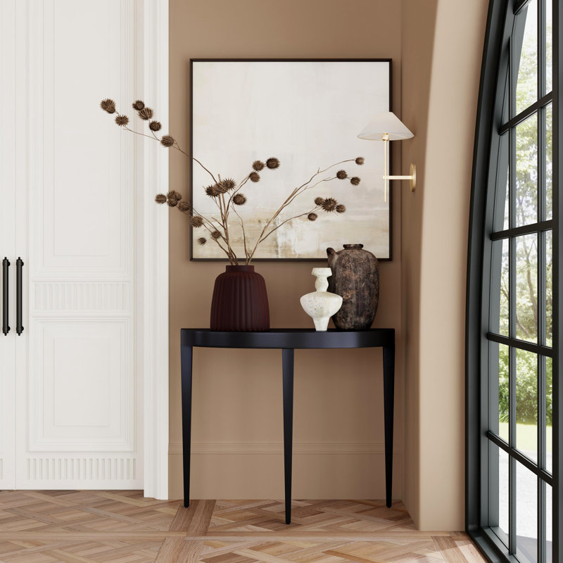 Ingrid Light Burl Console Table, Black