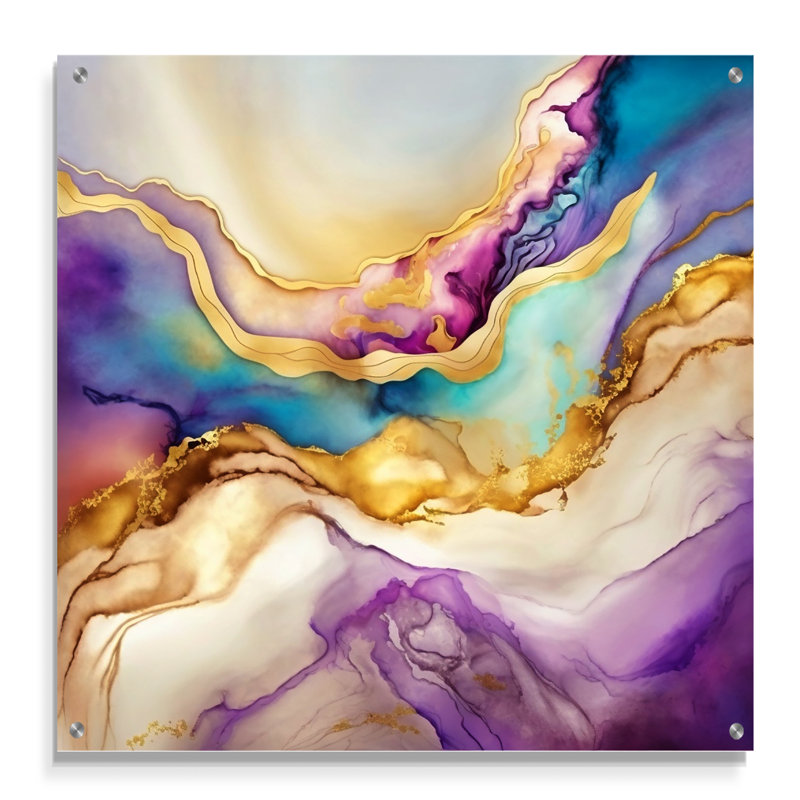 Engelman - Décoration murale abstraite à l'encre liquide acrylique, H 36 po x l 36 po