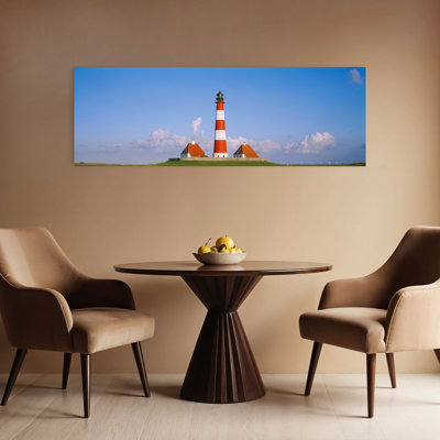 Phare sur un paysage, phare de Westerhever, Schleswig-Holstein, Allemagne, architecture contemporaine abstraite, art mural