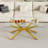 47.24" Rectangular Clear Tempered Glass Dining Table,Stylish Design With Metal Legs, Kitchen Table For Dining Room-1093113584-1102445378