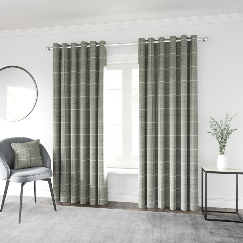Harper Lined Eyelet Room Darkening Curtains, Width 168 x Drop 183cm, Silver