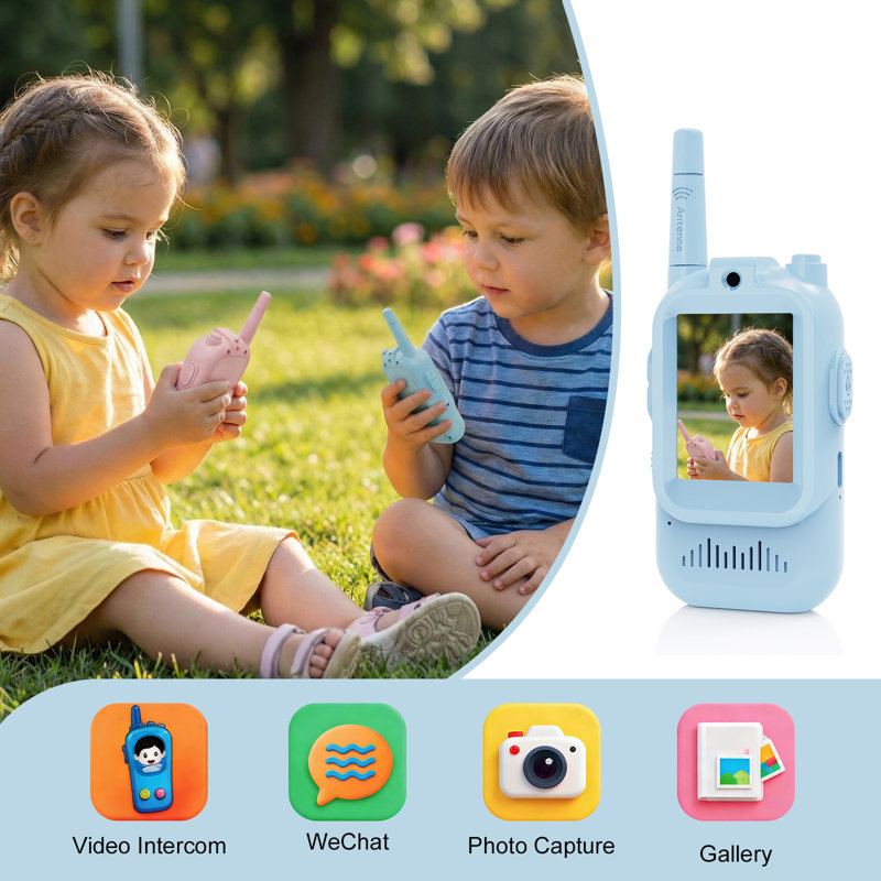 Talkies-walkies vidéo pour enfants avec caméra, ensemble de 2 talkies-walkies rechargeables pour garçons et filles de 3 à 12 ans