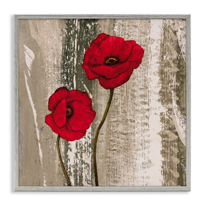 Stupell Industries Rustic Red Anemones Framed Giclee Art by Brian Foster