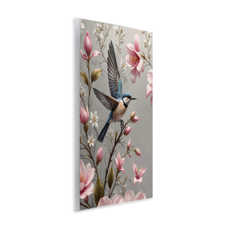 Art floral sur bois doux rose par Yuri Khrushch, H 19 po x l 13 po