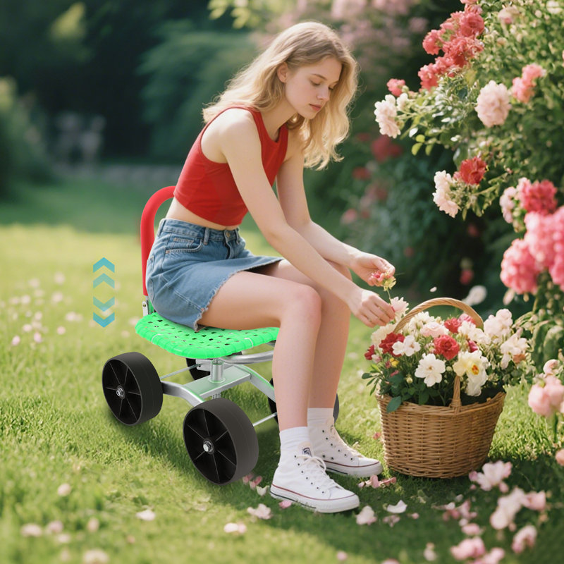Tabouret de jardin pliable à hauteur ajustable, Vert