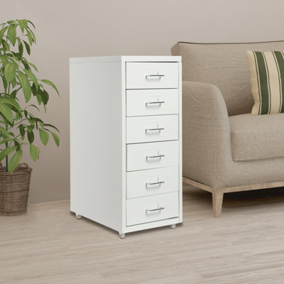 11'' Wide 6 -Drawer Metal Mobile File Cabinet