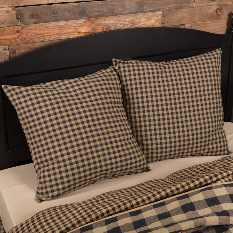 Black and Khaki Check Cotton Euro Sham