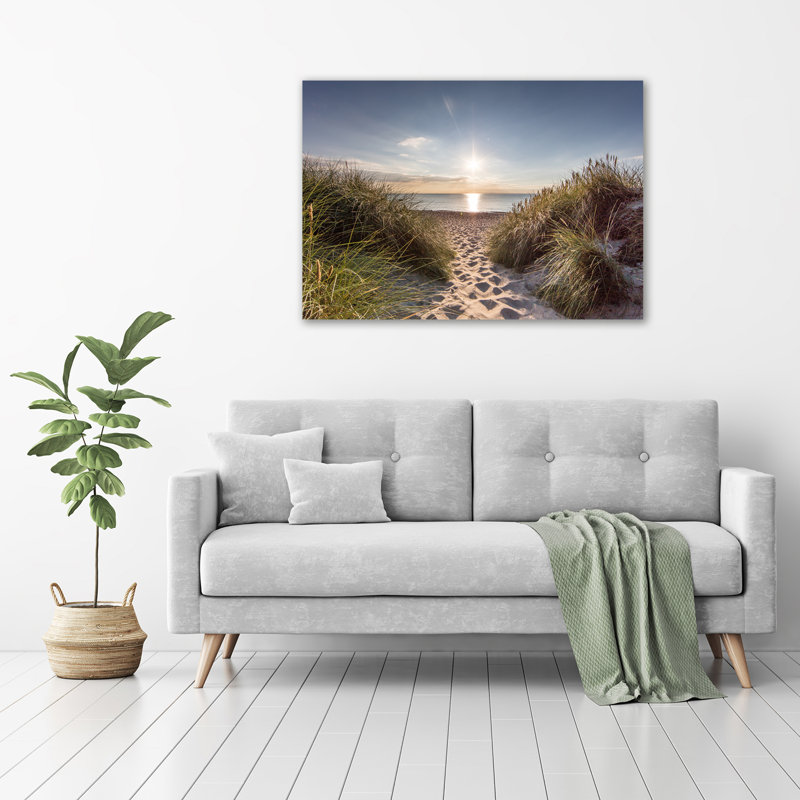 Glass Print Wall Art 100X70cm Image Printed On Glass Decorative Wall Picture Behind Toughened / Tempered Safety Real Glass For Kitchen & Living Room Theme:Coastal Dunes