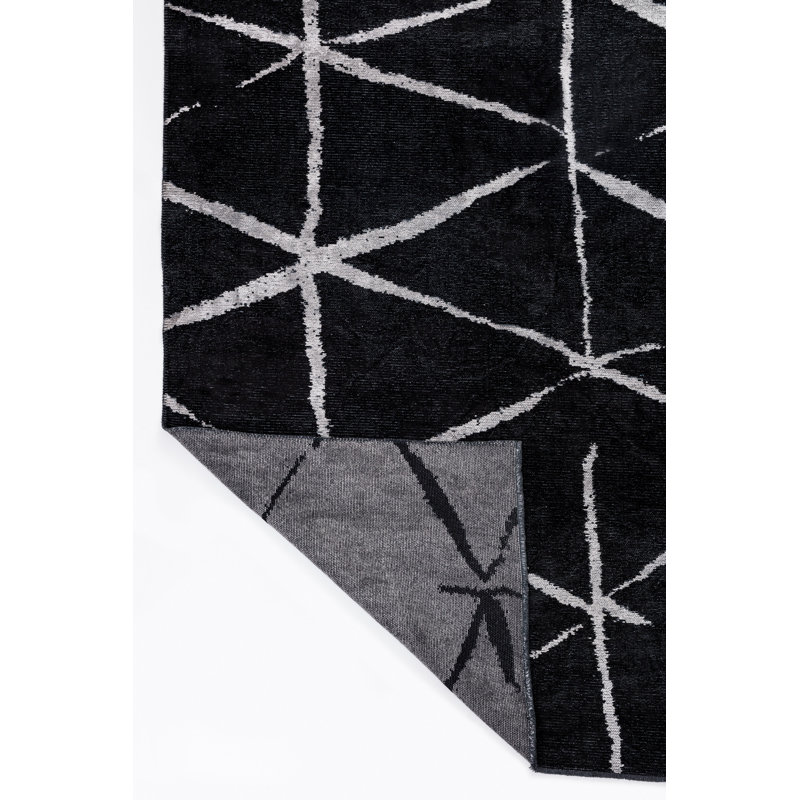 Rapture Black/Silver Gray Geometric Luxury Area Rug, Rectangle 7'10" x 11'2"