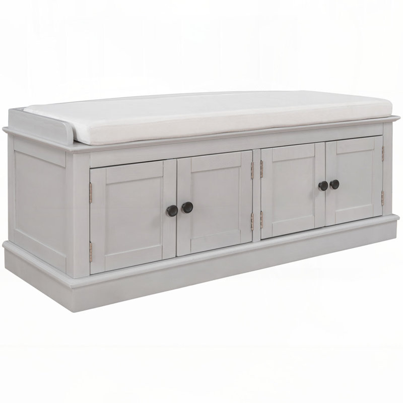 Banc de rangement rembourré, Gris délavé