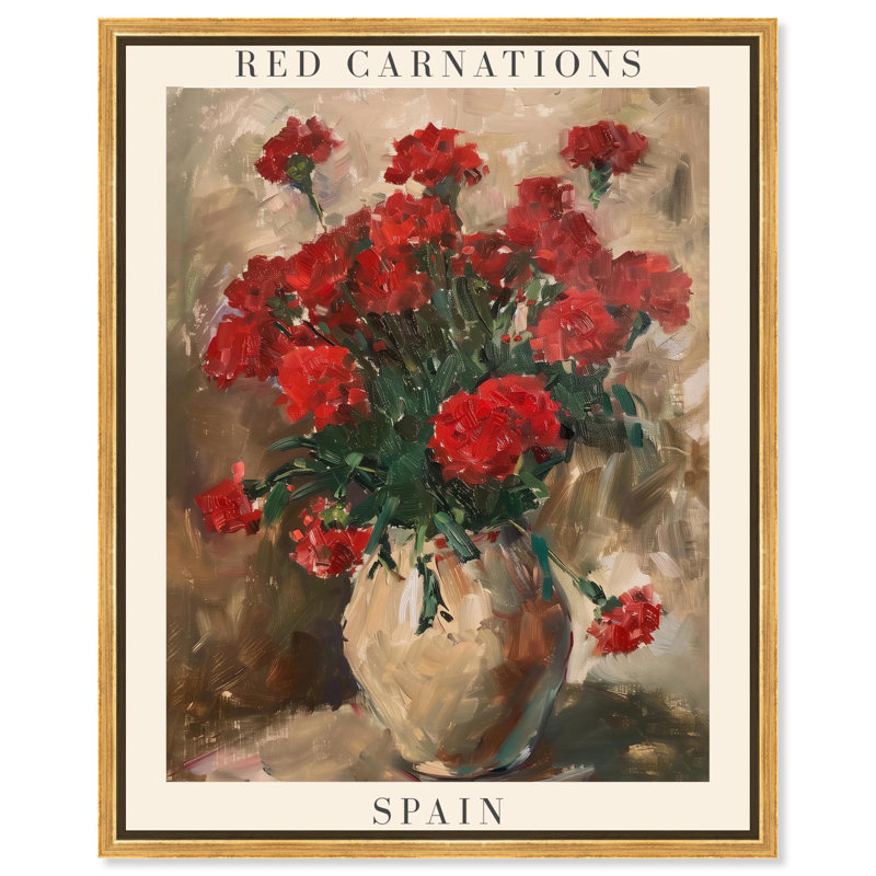 «Red Carnations II» par Art Remedy, Cadre flottant noir, H 21 po x l 17 po
