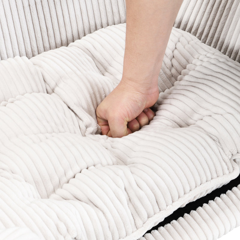 Petit cadre de lit pour chien avec matériau en velours côtelé, pieds en bois d'hévéa, mousse de soutien, teinte beige, assemblage sans effort pour une conception confortable et surélevée, installation facile pour animaux de compagnie