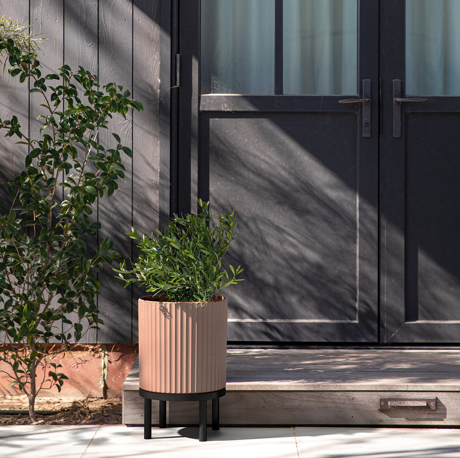 Demi 15" Pot Planter, 1, 16" H x 10.5" W x 10.5" D, Terracotta/Black