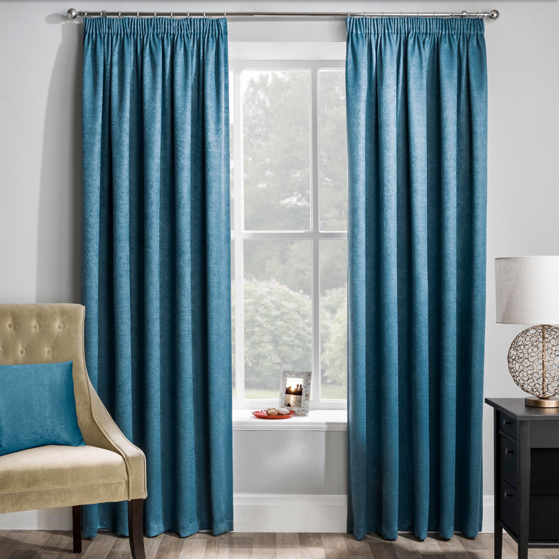 Armington Pencil Pleat Light Reducing Thermal Curtain, Teal, 229cm Width x 183cm Drop