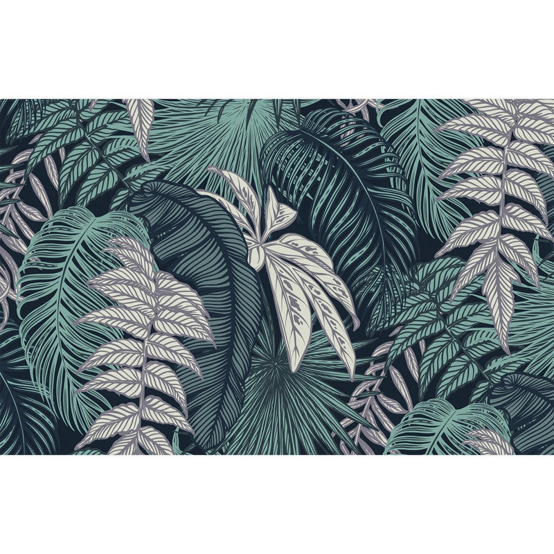 Toile luxuriante à feuilles tropicales vert foncé, L 108 po x l 168 po