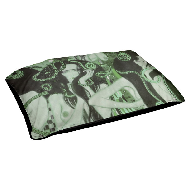 Coussin pour chien beethoven frise Carlile, Moyen (H 14 po x l 42,5 po x P 32,5 po), Vert / Noir