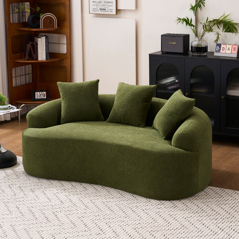 Canapé courbé en éponge pleine compression, Vert antique, chenille verte