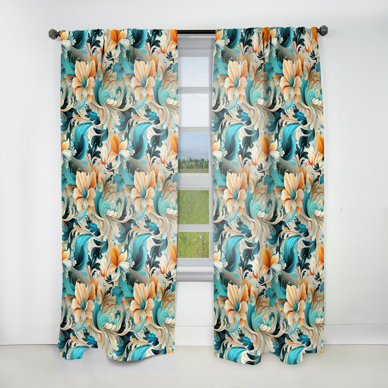 Motif cachemire désertique motif cachemire V - Rideau floral obscurcissant - 1 panneau, L 52 po x L 95 po