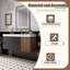 Meuble-lavabo en noyer avec lavabo à surface solide blanc brillant