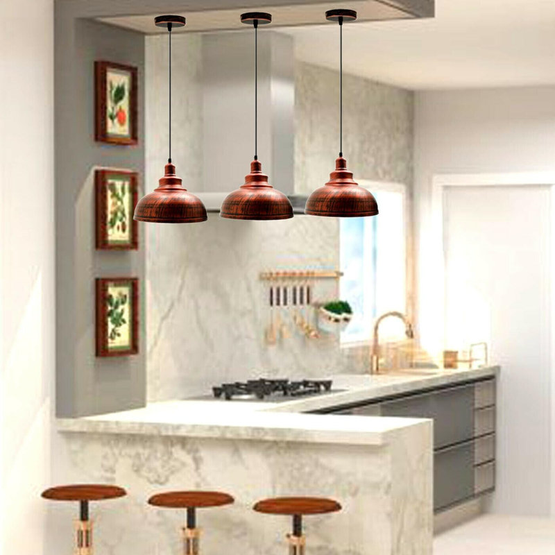 1 - Light Dome Pendant, Rustic Red