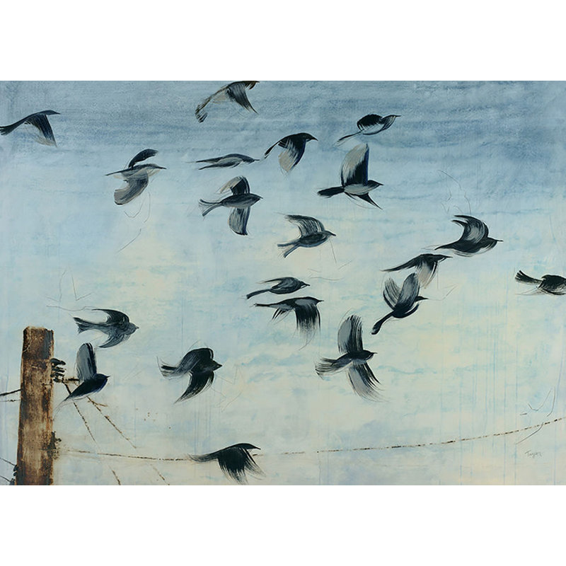 «Sparrows» par Chelsea Art Studio - impression sur toile tendue, Gel brossé, H 24 po x l 33 po x P 1,5 po