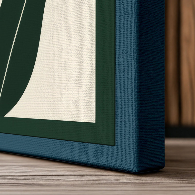 Bloom Mid-Century - Wrapped Canvas, 36x24 - 91.4 x 61.0 cm, Teal Border