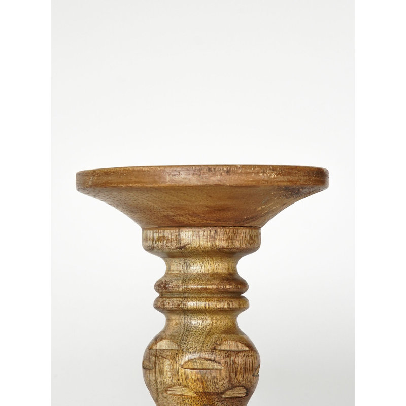 12'' H Wood Tabletop Pillar, Medium Burnt