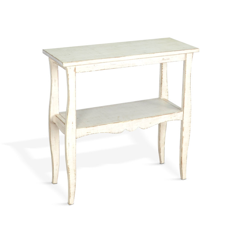 Table de bout en bois massif Komor, H 28 po x l 28 po x P 11 po, Blanc