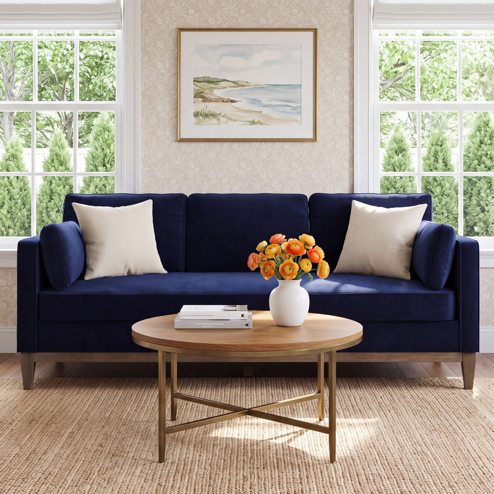 Pera 84 " Velvet Upholstered Sofa, Dark Navy Blue Velvet