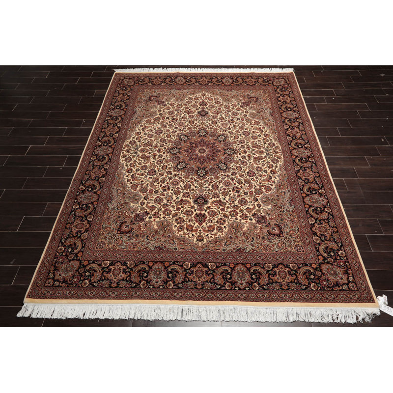 Tapis oriental ivoire en laine nouée à la main KPSI Pak