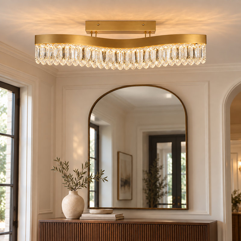 Luminaire suspendu pour îlot de cuisine en cristal à 1 lumière DEL Barela
