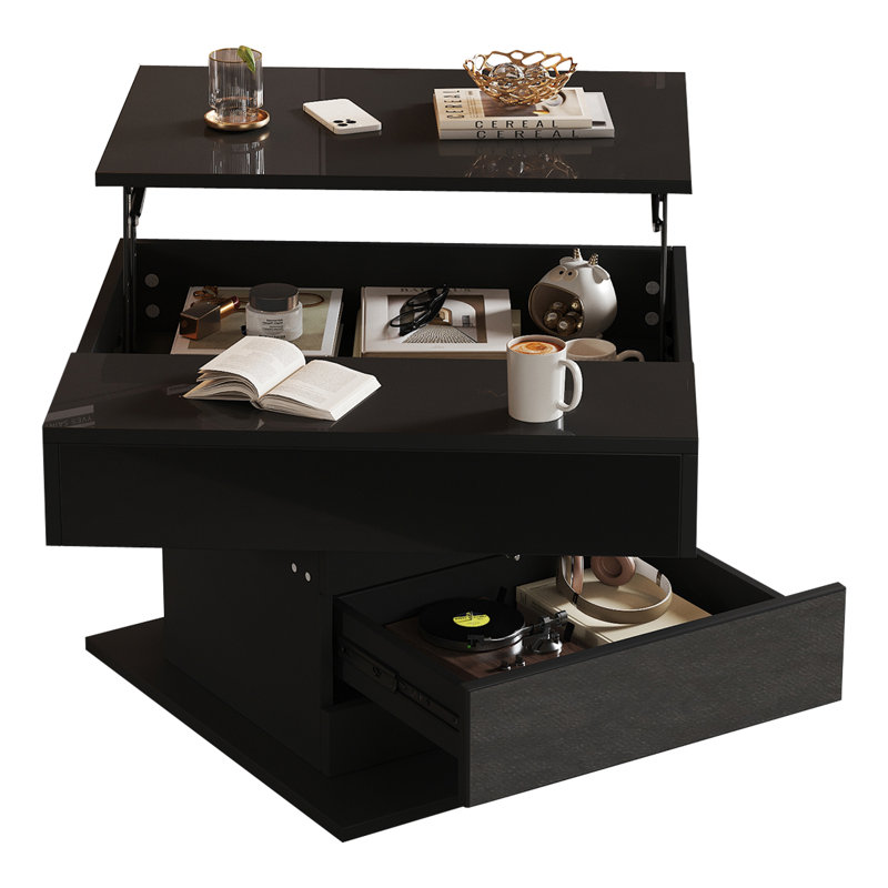 Table basse rotative à 360 ° Caldera, Noir