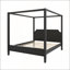 Grand lit plateforme à baldaquin en bois avec tête de lit et pieds de soutien, noir, durable et élégant pour les chambres modernes-129512981-129512980