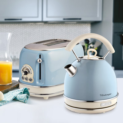 Ariete Vintage 1.7L Stainless Steel Dome Kettle with 2 Slice Toaster Set
