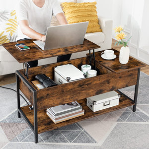 Sopho Lift Top Extendable 4 Legs Coffee Table with Storage with Charging Station