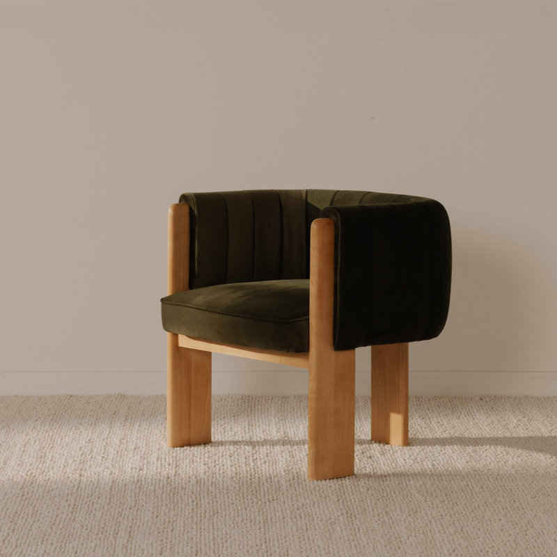 Sofi Barrel Chair, Truly Olive Velvet