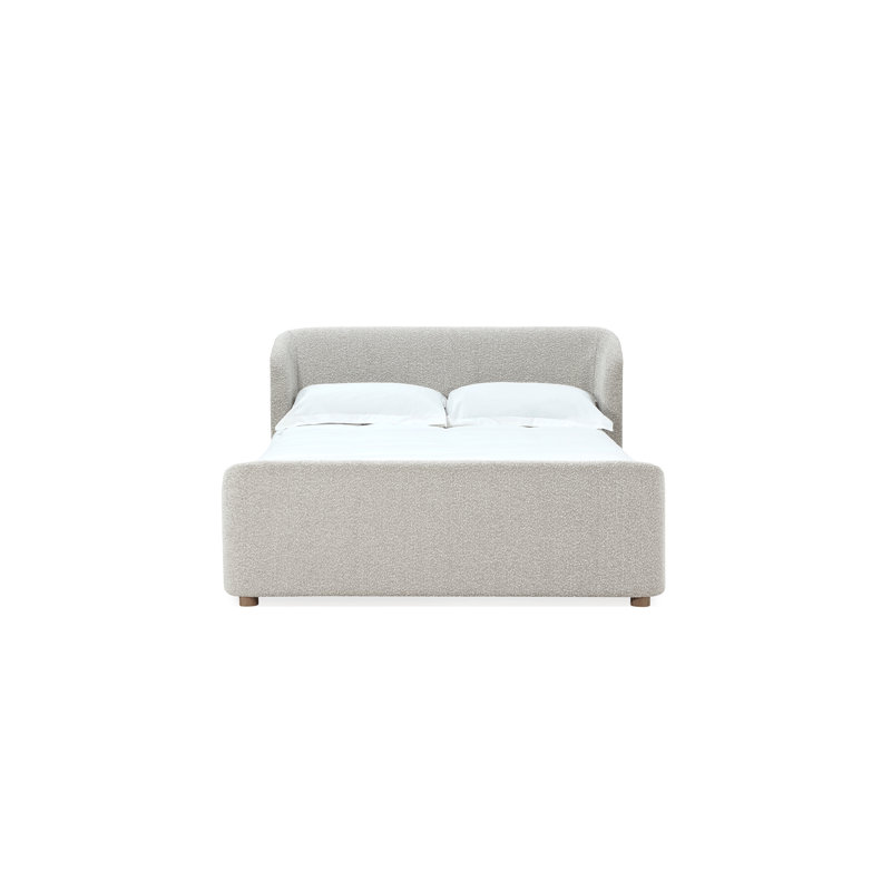 Lit plateforme tapissier Kris, Roi, Boucle blanc