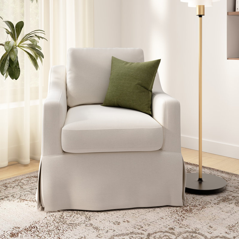 Fauteuil d'appoint pivotant avec housse, Ivoire ivoire