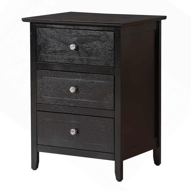 Élégante table de chevet transitionnelle noire, Noir