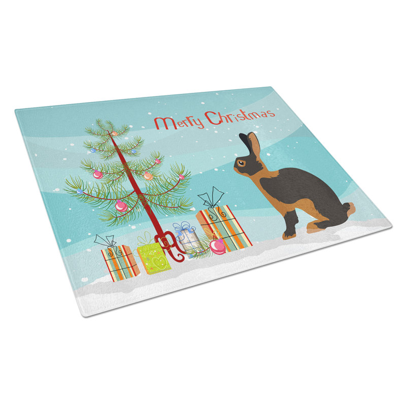 Caroline's Treasures Tempered Glass Rabbit Christmas Cutting Board