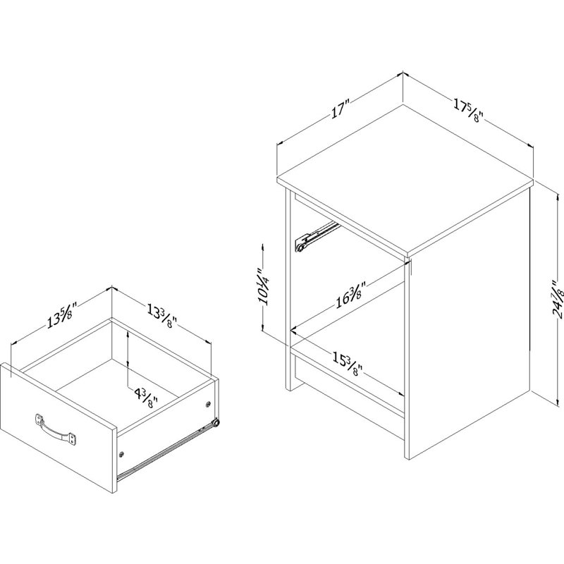 Tassio 1 Drawer Nightstand, Nordik Oak