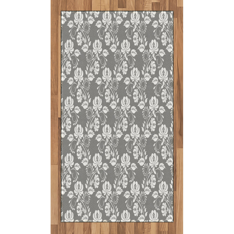 Tapis décoratif floral à haute densité en fibres de polyester, Rectangle 2 pi 7 po x 5 pi