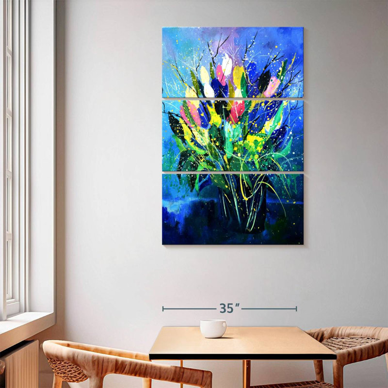 Avery Tulips On Blue, 65" H x 42" W