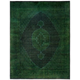 Overdyed Hand-Knotted Wool Modern-Contemporary Green Area Rug 8' 0" x 10' 5"