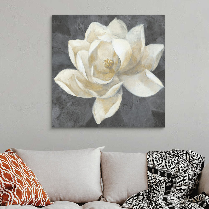 Impression sur toile majestueuse magnolia neutre, H 36 po x l 36 po x P 1,25 po, Toile tendue
